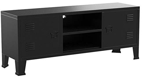 vidaXL Meuble TV Métal Style Industriel Noir Table Basse Table Salon Maison