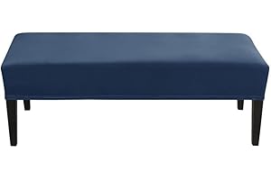 RTSFKFS Bench Covers Slipcover Rectangle,Bench Cover Stretch Velvet Bench Slipcover Extra Long Washable, Removable, Non-Slip for Dining Room Outdoor Furniture (Color : Navy, Size : 112-150cm)