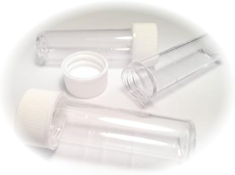 SHC Web 5ml Empty Clear Plastic Tubes x 20 with WHITE Lids (Bead/Beading/Glitter/Paint/Sample Storage)