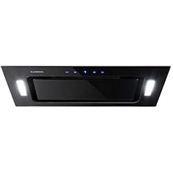 Klarstein Hektor SL Black Edition - Hotte aspirante encastrable - Hotte aspirante, 52 cm, 190W, 530 m³/h de puissance d'extraction, Écran tactile LED, Verre, Noir