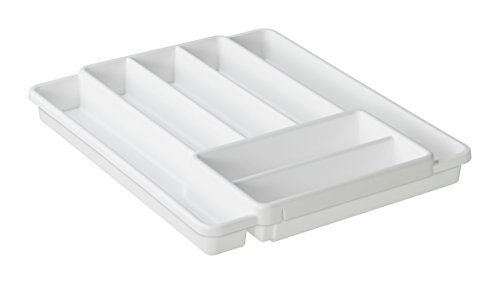 Rotho Besteckkasten DOMINO 7 Fächer, Schubladeneinsatz variabel für Besteck, aus Kunststoff (PP) in weiß, Besteckeinsatz für Schubladen bis 60 cm Breite, ca. 39,7 x 34 x 5 cm - 2