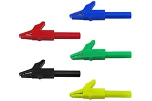 Aofan 5Pcs Insulative Full Protective Crocodile Clips 4mm 15A 300V Test Lead Alligator Clip for Multimetersand Clampmeters Test