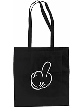 Baumwolltasche Mickey Mittelfinger Jutebeutel inspired Disney lange Henkel Einkaufstasche