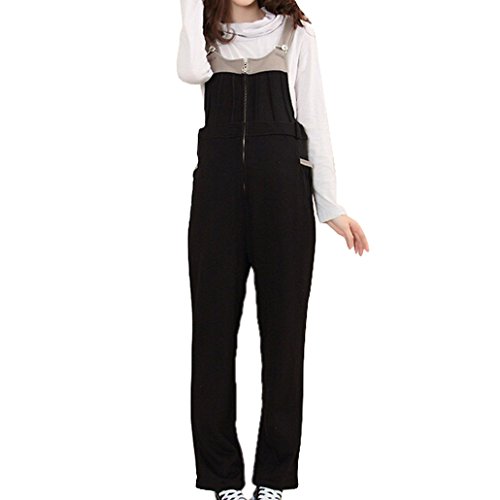 DEHANG Maternity Bib Jumpsuit Pants Sports Pocket With Zipper Size M - Black