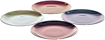 Set of 4 Dessert Plate, Collection"Kulinaria", Pastel Color, Porcelain, 16 cm (Fan Unikate Powered by CRISTALICA)
