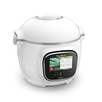 Moulinex Cookeo Touch Multicuiseur Intelligent Haute Pression Ecran Tactile 6L 250 Recettes 13 Modes de Cuisson Réalisation Pas à Pas Facile et Rapide Application Mon Cookeo Blanc CE901100, 6 litres