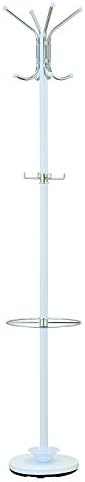 WHITE 12 HOOK HEAVY DUTY COAT HAT CLOTHES UMBRELLA HOLDER ORGANISER STAND RACK