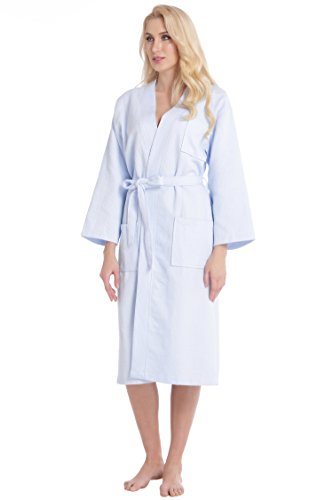 Aibrou Bademantel Damen Waffelpique Morgenmantel Baumwolle Schlafanzug Nachthemd V Kragen Waffel Typ Saunamantel Frottee homewear Kleidung - 4