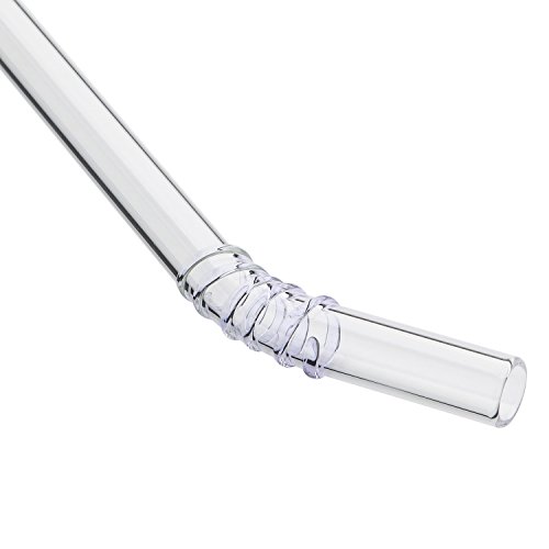 GINOVO 6pcs Glas-Strohhalme , 3pcs Reinigungsbürste, 8inch (200mm x 10mm) , Handgefertigt , Gesund , Wiederverwendbar , Umweltschonend (Gebogen) - 5