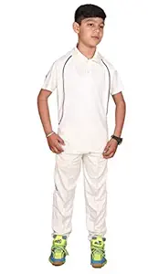 POWERHAWKE Cricket Uniform Dress, Cricket White T-Shirt and Trousers Combo for Boys