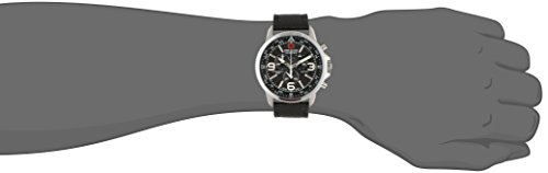 Swiss Military Men's Quartz Watch with Black Dial Chronograph Display and Black Leather Strap 6-4224.04.007