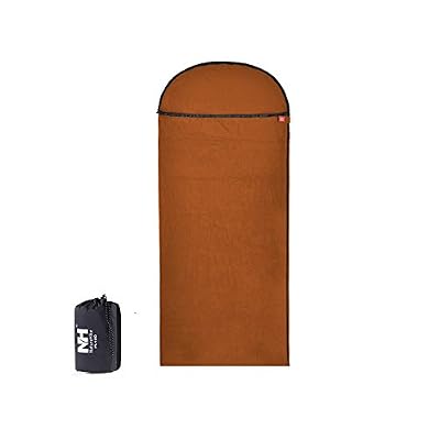 Topnaca Sac de couchage/doublure en micropolaire confortable pour adulte Idéal pour camping, voyages, randonnées, pique-niques, Homme Enfant femme, marron