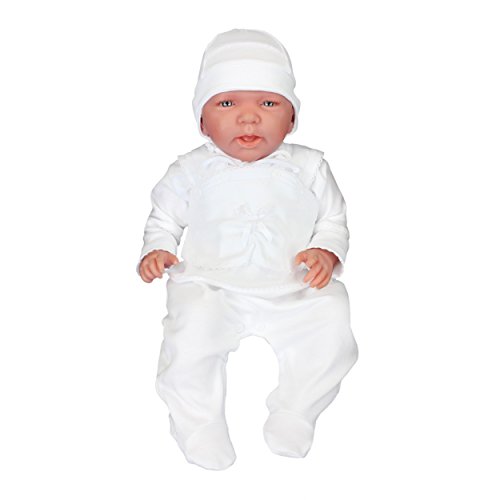 Taufkleidung 3-tlg. Set Baby Strampler Jäckchen Mütze Taufanzug Jungen Taufstrampler Mädchen - 3