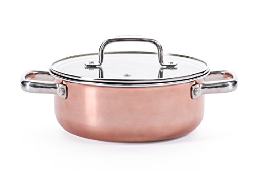 Preisvergleich Produktbild Rosmarino Kochtopf Induktion 20 cm mit Glasdeckel - Antihaftbeschichtet und Spülmaschinenfest Schmortopf 2 l - Milchtopf Induktionsherd Geeignet also für Gas, Ceran u. Elektro Herd