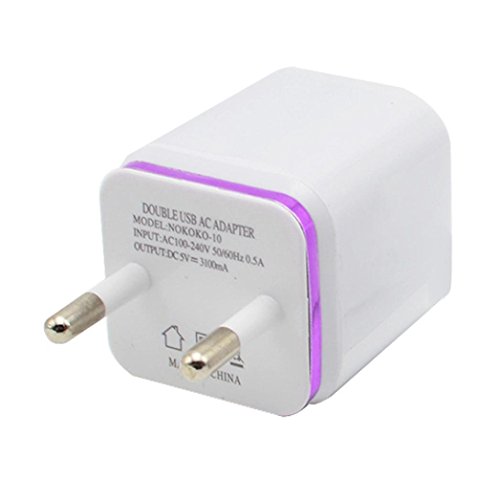 Ularma 2-Port USB Ladegerät 5V 2.1A /1 A USB Ladestecker Power Charger Adapter für Smartphone/Tablet (lila) - 2