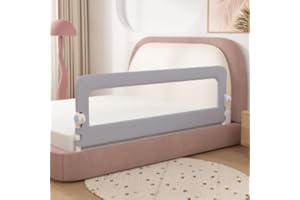 LANTUS Barrera Cama para niños, Barrera de Cama Infantil anticaída, Barra de Seguridad con Doble Bloque, Red Transpirable, Barra de Cama para Camas Individuales y Dobles, 180 x 73 x 86 cm - Gris