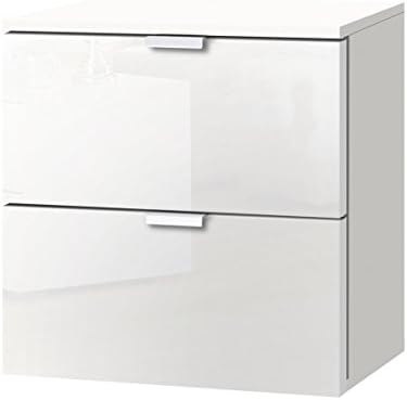 Solutions 30800 203 Bedside Table with 2 Drawers – Composite Wood Wood 42 x 40 x 42 cm Polar White