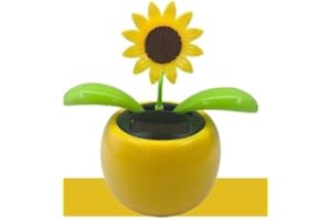 SquarezhenBo Yellow Solar Powered Dancing Flower, Plastic Solar Dancing Flowers Shaking Head Car Ornaments Solar Powered Car Toy for Car Office Desk Decoration