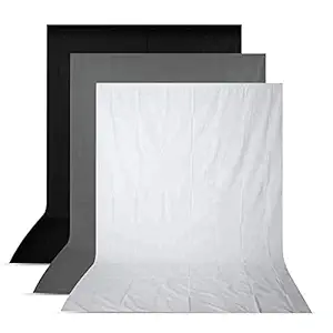 Boltove 8FTX12FT Grey,White and Black Backdrop Background for Photography Photo Booth Backdrop for Photoshoot Background, television, video production and home decoration, weddings, parties, newborns, children, product photography,Screen Video, Curtain