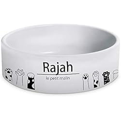 CADEAUX.COM Gamelle Chat Personnalisable par Le prénom de Votre Chat - Gamelle pour Chat en céramique, antidérapante, antidébordement - Gamelle Originale pour Chat