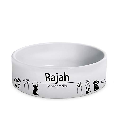 CADEAUX.COM Gamelle Chat Personnalisable par Le prénom de Votre Chat - Gamelle pour Chat en céramique, antidérapante, antidébordement - Gamelle Originale pour Chat