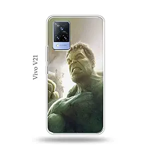 Videotronix Designer Printed Soft Silicon Back Cover forVivo V21/V21 5G (Hulk Angry)