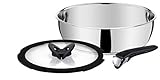 Tefal L942S314 INGENIO Pro INOX Set De 3 Pièces Sauteuse 24 cm + Couvercle en Verre + Poignée Noire Tous Feux Dont Induction