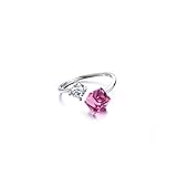 GJJ Zubehör einfache rote Kristall Ring 925 Sterling Silber Schmuck Mode frisch,rot,A