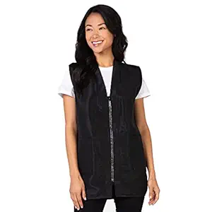 Betty Dain Glitz Vest with Rhinestone Zipper, Black, Medium, 16 Ounce