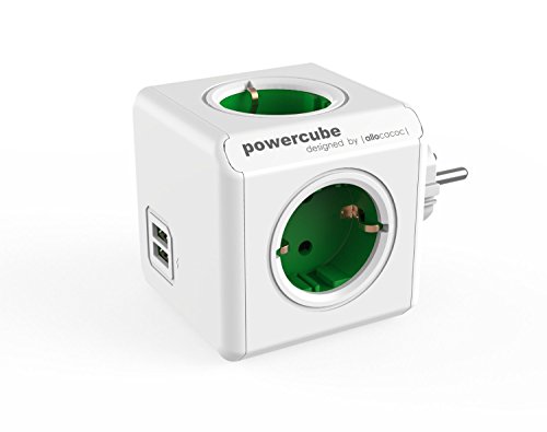 Allocacoc 1202GN DEOUPC - PowerCube  Original USB  4 Salidas   2 USB Verde