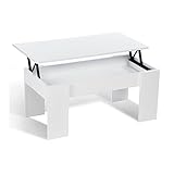 IDMarket - Table Basse avec Plateau relevable Bois Blanc