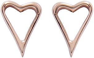 Miss Dee 14ct rose gold hollow heart fashion stud earrings
