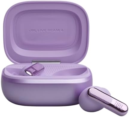 JBL Live Beam 4, Auricolari Wireless con Cancellazione Adattiva del Rumore, Bluetooth, Autonomia di 48 Ore, Impermeabilità IP55, Smart Charging Case, Viola