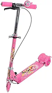 ARUZEN Kick Scooter for Kids 3 Wheeler Foldable Kick Skating Cycle with Brake and Bell, LED on Wheels and Height Adjustable for Boys and Girls for 3-7 Years