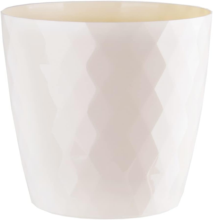 KORAD Cristal Indoor Flower Pot Covers without Drainage Holes | Round Plastic Plant Pots Container for All Houseplants | 9 Modern Colours & 7 Sizes- (Cream, Ø 25 cm (9.84 inch))