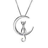 Einzigartiges Designgefühl. Lazzgirl Mode einfache Temperament niedlichen Mond Halskette Katze Halskette Schlüsselbein Kette(Gold-Silber)