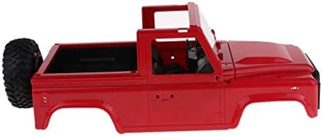 Fenteer RC Crawler Car Parts Body Cover with Tyre for MN-90 91 D90 1/12 Scale RC Car - High Toughness Plastic Car Body Shell - Red, 30x14.5x11.2cm