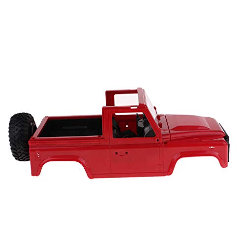 Fenteer RC Crawler Car Parts Body Cover with Tyre for MN-90 91 D90 1/12 Scale RC Car - High Toughness Plastic Car Body Shell - Red, 30x14.5x11.2cm
