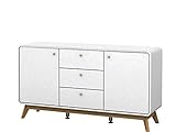 Maße (cm): 140 x 39 x 75,2 Loft24 Carmen Sideboard Kommode Schrank Anrichte Schubladenkommode 3 Schubladen Skandinavisches Design Retro weiß 140x39x75,2 cm