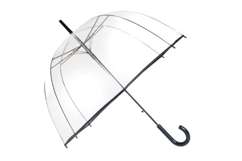SMATI Parapluie Transparent Femme Cloche Mariage Automatique avec Bordure Noire