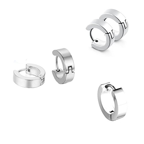 6 Paare 8 mm Tian Edelstahl Herren Ohrstecker Creolen Tunnel Ohrringe für Damen Fakeplug Fake Plug Huggie Ohrringe Hinged Hoop Earrings Small Huggie Earrings Earring Hypoallergenic Stud Earring Herren Edelstahl Ohrstecker Silber schwarz Hoop Huggie Ohrringe - 4