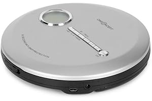 oneConcept CDC 100 BT Discman Lettore CD - Funzione BT, CD, CD-R, CD-RW e MP3, 2 Batterie da 1,5V, LCD, ASP, Amplificazione Bassi, MicroUSB, 3 Modalità di Riproduzione, Cuffie InEar, Argento