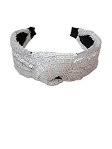 DEEPTI CHANDNA DESIGNS White Square Sequins Beautifull Headband/ Hairbands Accessories for Women and Teenage Girls
