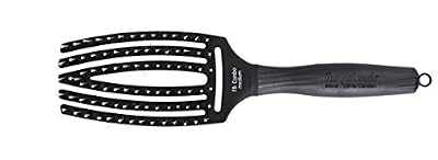 Olivia Garden Fingerbrush Brosse Plate Combo avec Poils 100% Sanglier et Nylon, Medium - Massage du Cuir Chevelu, Confortable, Antistatique et Ventilée