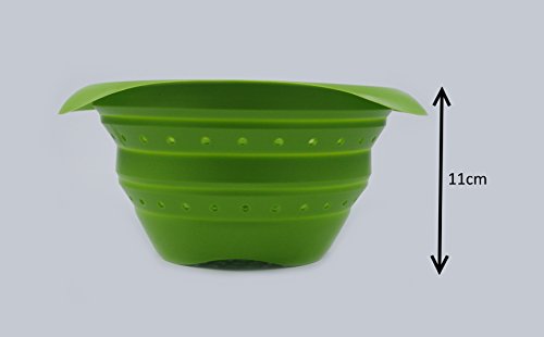 Platzsparendes Silikon Sieb faltbar in grün, Küchensieb Nudelsieb Faltsieb Abtropfsieb Seiher - 4