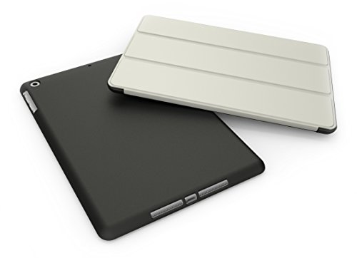 Khomo iPad Air 1 Hülle Case Graues und Schwarzes Gehäuse mit doppelten Schutz ultra dünn und leicht, Smart Cover – Grey and Black - 2