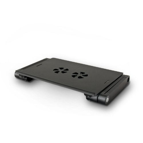 eSmart Germany Notebooktisch „NOKI“ mit Lüfter Schwarz Maße Arbeitsfläche / Mausablage 420mmx265mm / 150mmx160mm Höhe 45mm-480 mm Breite inklusive Füße 487mm - 7