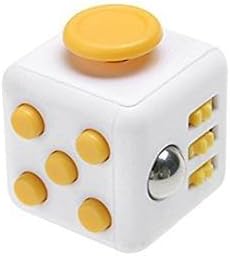 Yellow White Fidget Cube- Anxiety Attention Stress Relief Stocking stuffer Relieves Stress