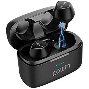 cowin KY02 Oreillettes Bluetooth 5.0 Ecouteurs Sans Fil Casque Intra-auriculaire Micro Intégré avec Boîte de Charge Appels Stéréo Contrôle Ultra-tactile des Basses 35H de Lecture-Noir