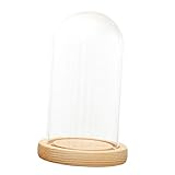 Pantalla de cristal transparente de alta calidad con base de madera LED.